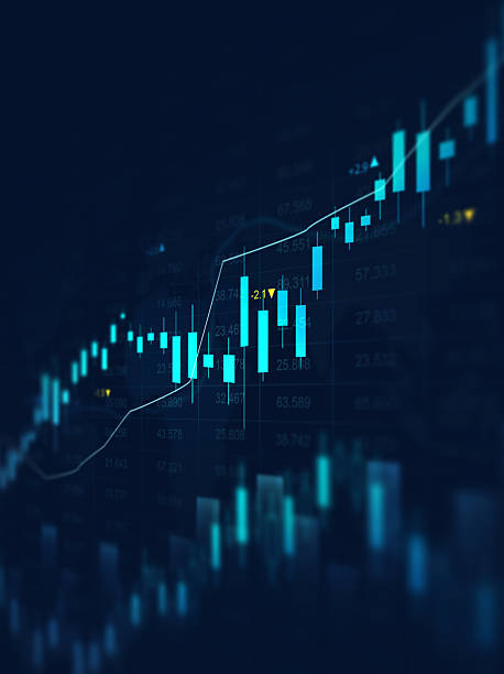 istock Vertical Financial data charts with glowing stock market graphs.Stock market investment data and analysis finance graph. Business financial chart with moving up arrow graph. 2239710392