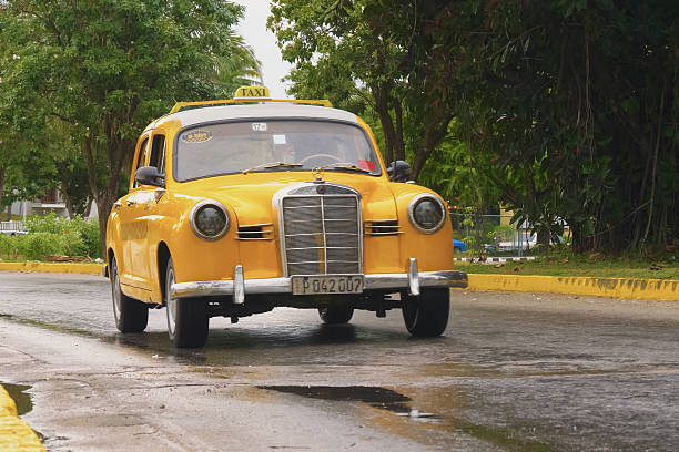 Classic vintage car on the street in town of Moron, Cuba