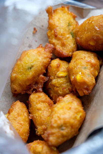 istock Street food, fried corn fritters 2239722490