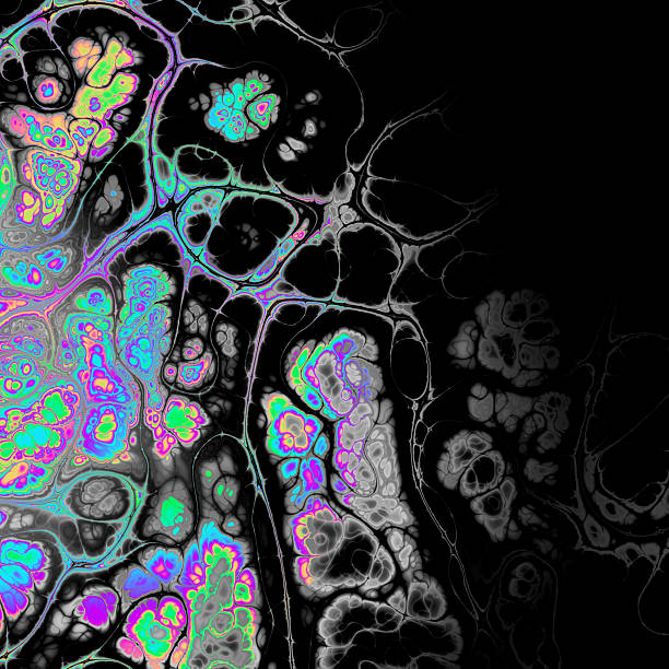 istock Abstract colorful wavy groovy psychedelic background. Abstract marbleized effect background. 2239726590