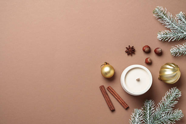 istock Christmas composition with fir tree, spices and ornaments. 2239726987