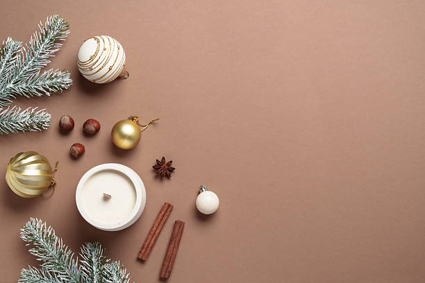 istock Christmas composition with fir tree, spices and ornaments. 2239727089