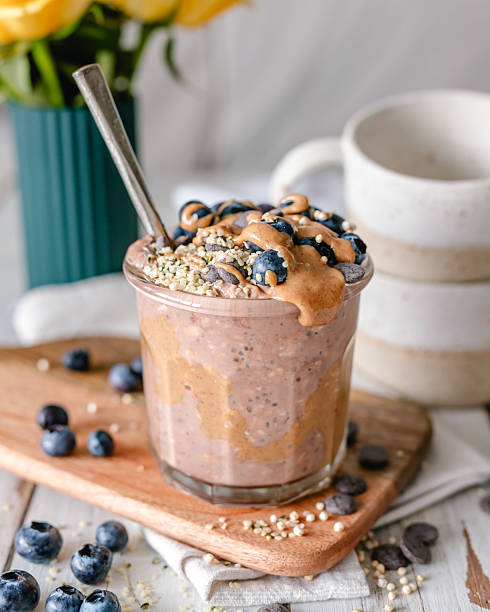 istock Cacao overnight oats with peanut butter 2239746181