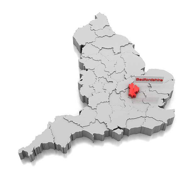 istock Bedfordshire county in England 3d map 2239746553
