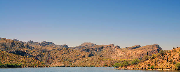 Mountains surrounding Saguaro lake in spring Arizona