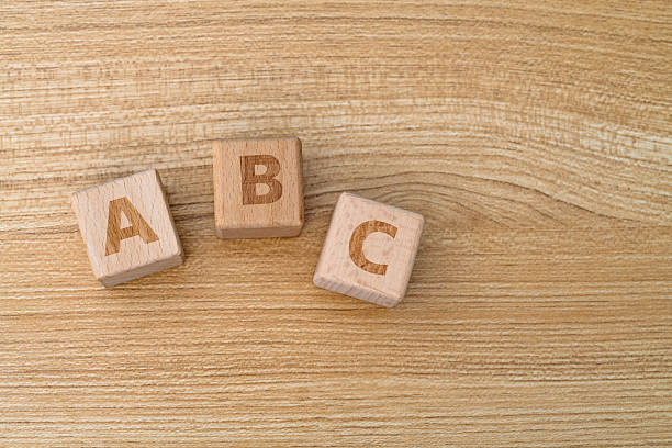 Wooden blocks with letters ABC.