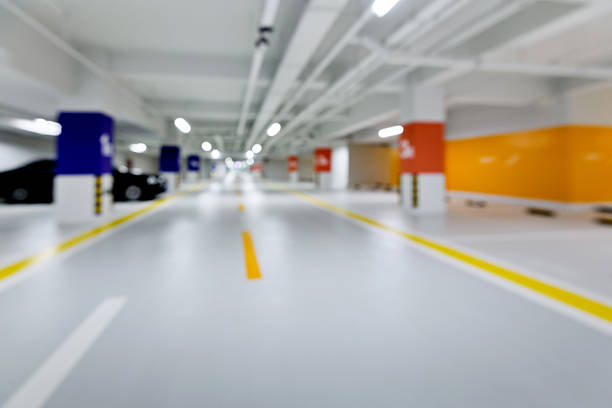 Blurred background of  underground parking.