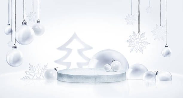 istock White Christmas Minimalist Scene with Podium and Ornaments 2239762714