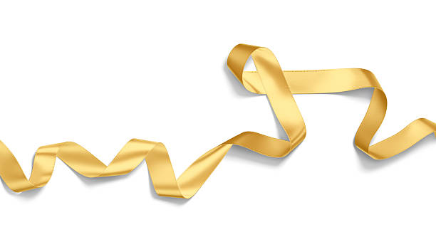 istock Blank gold satin ribbon mockup, top view 2239766160