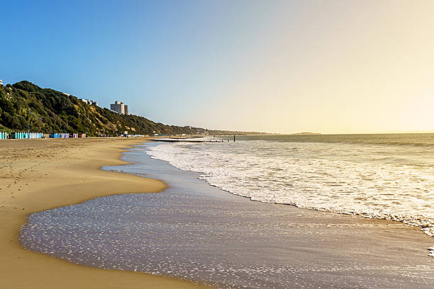Sunrise low sun in Bournemouth beach, Dorset
