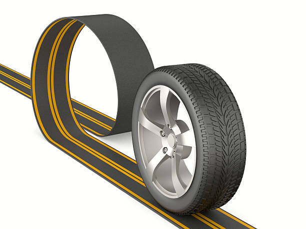 Brand new tires stacked up with clipping path. 