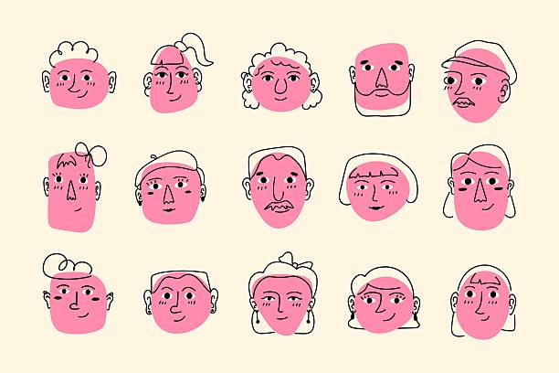 Pink doodle faces with cute expressions and playful emotional charm. Perfect for feminine branding, lifestyle blogs, digital stickers, cards, and aesthetic home decor prints.