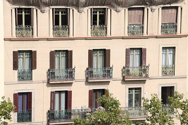 Residential apartment building facade, Barcelona, Spain
