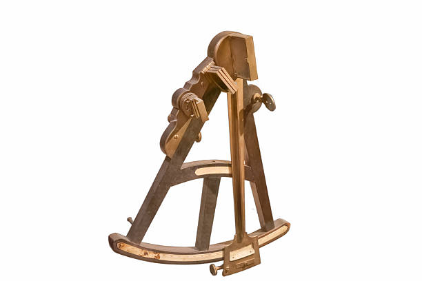 istock Antique brass nautical sextant used for navigation and measuring angles on maritime journeys 2239775152