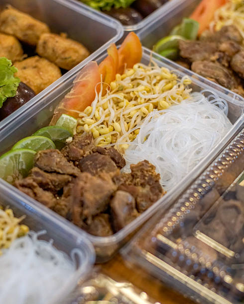 istock Catering boxes with braised beef, vermicelli and bean sprouts 2239781672