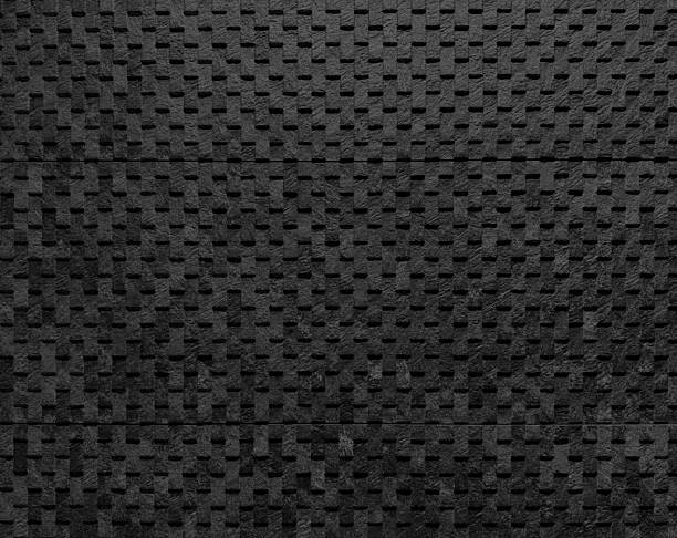 istock Industrial dark black concrete wall texture with a gridded pattern of raised rectangles and vertical seams. A weathered, abstract backdrop. 2239783847