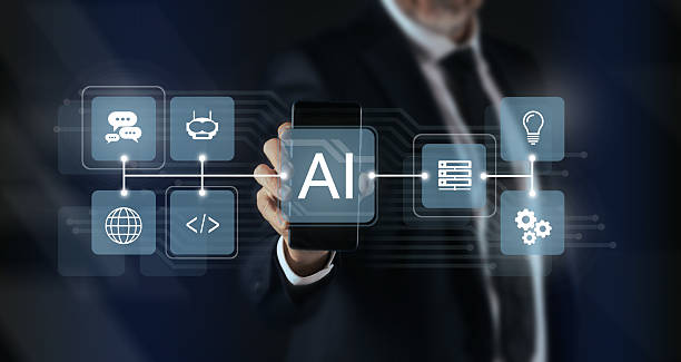 istock Man using Artificial Intelligence. Enter prompt for generate with AI. Futuristic technology concept. 2239784096