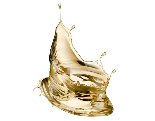 istock golden liquid splash isolated on a white background. 3d render 2239786562