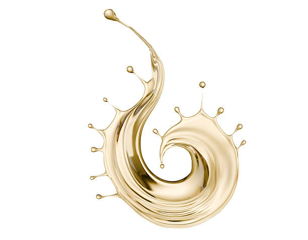 istock golden liquid splash isolated on a white background. 3d render 2239787557
