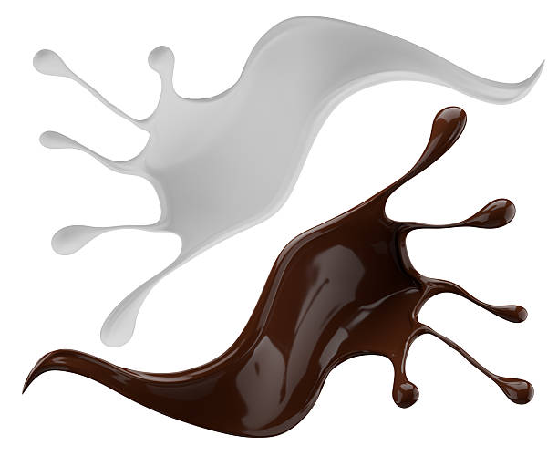istock Milk and chocolate splash. Milkshake and melted brown choco isolated on white background. 3d render 2239789175