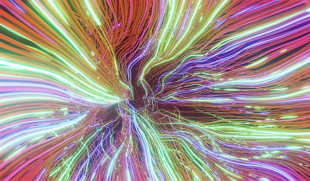istock Abstract background, glowing lines, neon colored lines, 3D illustration 2239795425