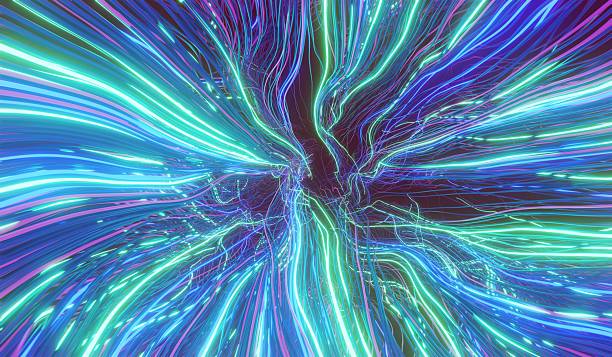 istock Abstract background, glowing lines, neon colored lines, 3D illustration 2239795429