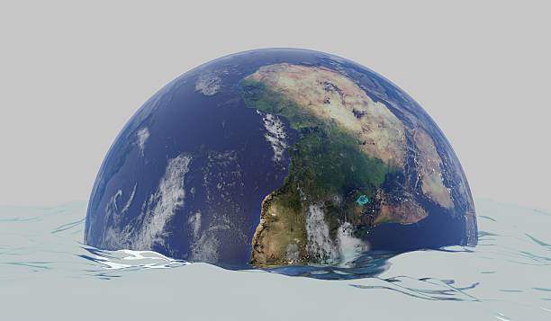 istock Global Flood, Submerged Globe, Abstract Background, 3D Illustration 2239795451