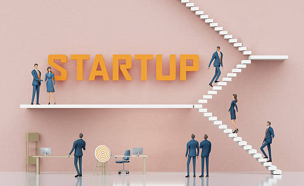 istock New startup. Business people walking up stairs in an abstract environment. 3D Rendering 2239802333