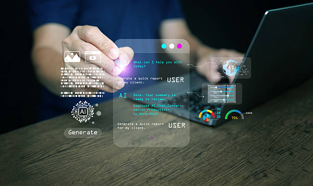 istock Artificial intelligence assistant helping user generate reports on laptop. Futuristic AI agent interface, digital analytics, automation technology, smart business productivity concept. 2239804098
