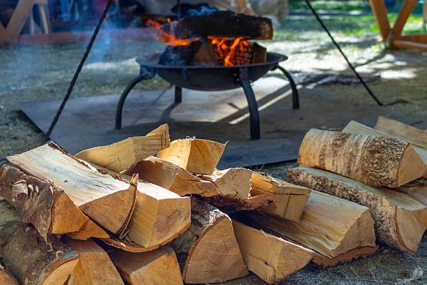 istock A cozy campfire scene with a stack of firewood on a summer evening in nature, perfect for outdoor recreation and relaxation 2239804718