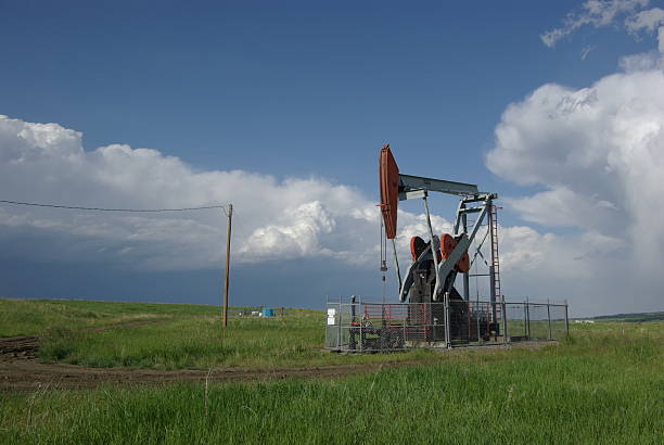 A pumpjack on the prairie. Image taken in Southern Alberta.
