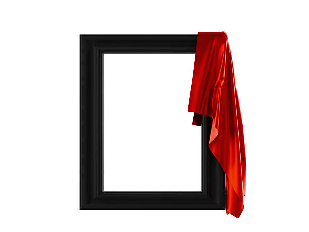 istock red satin silk cloth draped over black photo frame, white background 2239811277