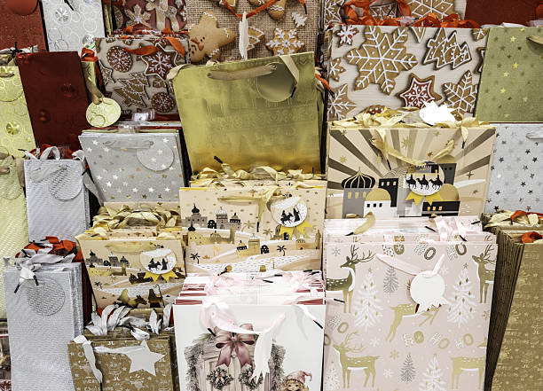 Detail of Christmas gift bags