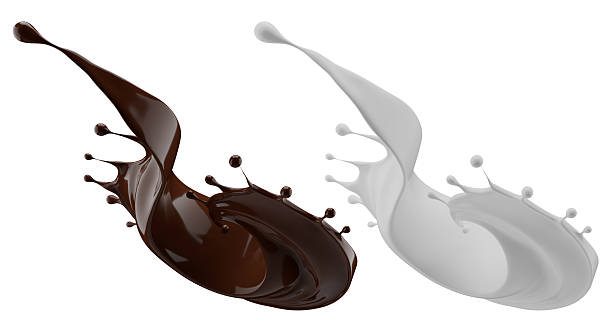 istock Milk and chocolate splash. Milkshake and melted brown choco isolated on white background. 3d render 2239813900