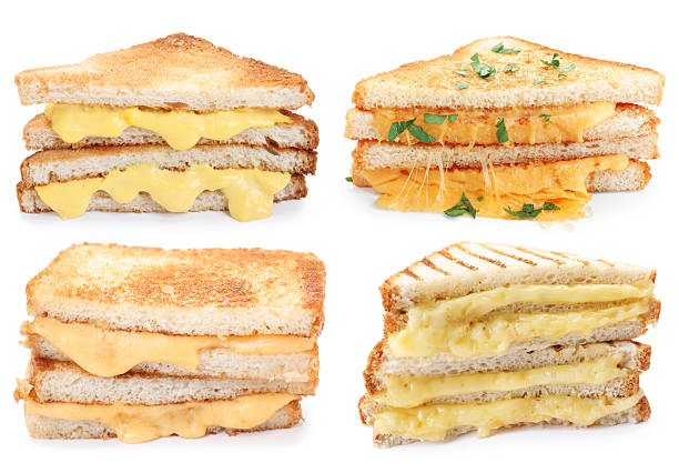 istock Tasty sandwiches with cheese isolated on white, set 2239819437