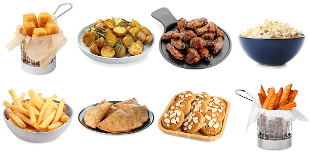 istock Collection of different foods with crispy texture on white background 2239819641
