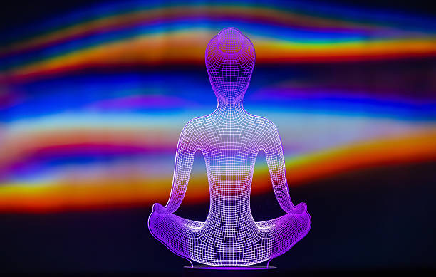 istock Glowing silhouette of a meditating yogi for a background 2239821728