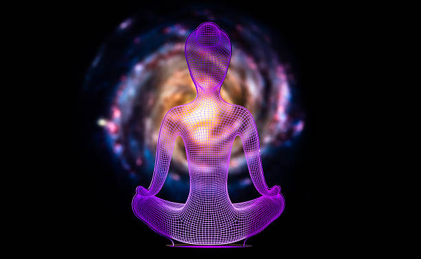 istock Glowing silhouette of a meditating yogi for a background 2239822821