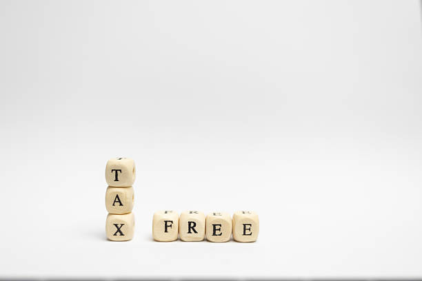 istock Tax-free message displayed with wooden blocks on minimalistic background. Negative space 2239825196