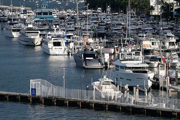 Yachts at the pier, night view.