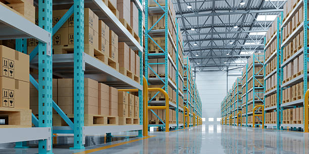 istock Empty aisle view of a high-ceiling storage room, emphasizing the scale and efficiency of modern industrial operations- 3D rendering 2239849235