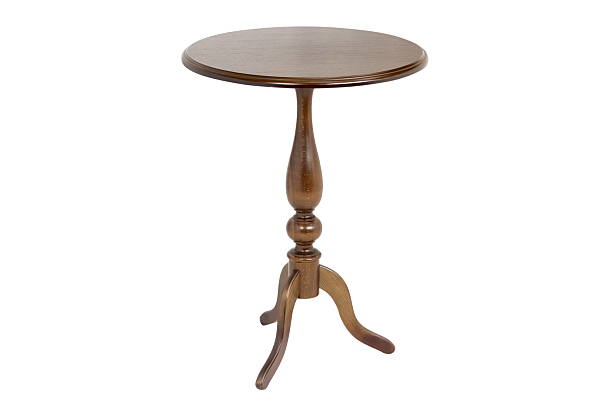 istock Wooden round brown table isolated 2239855061