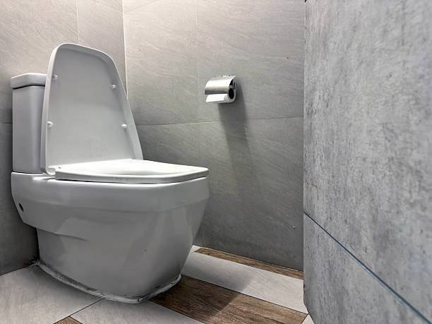 istock Close up clean toilet in modern building interior 2239857789