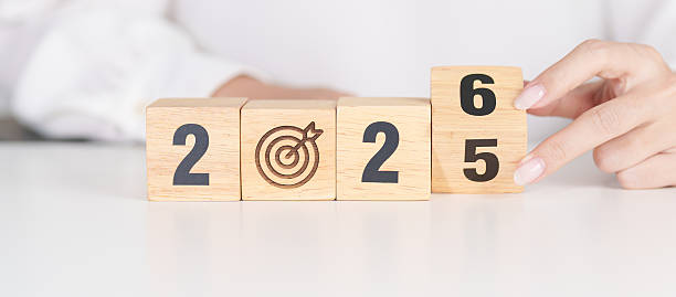 istock 2025 year change to 2026 year block with dartboard icon. Goal, Target, Resolution, strategy, plan, Action, mission, motivation, and New Year start concepts 2239860019