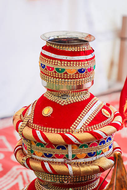 istock Indian Punjabi pre wedding Jago ceremony ritual items and decorations close up 2239862076