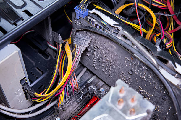 istock Dust buildup in computer case reveals messy wiring and components in a personal desktop setup 2239878048