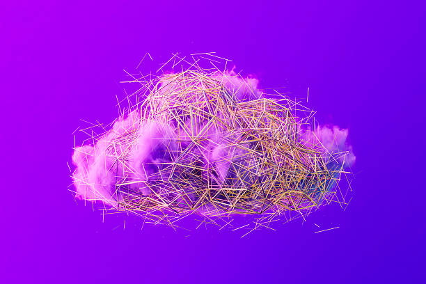 istock Low Poly Cloud Shape on Purple Background, Futuristic Technology Background 2239878359