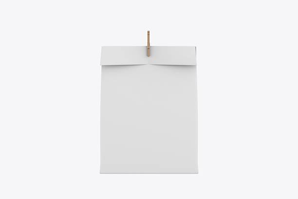 Paper Food Bag Mockup Isolated On White Background. 3d illustration