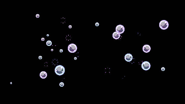istock Cute 8bit Retro Game Style Purple and Cyan Bubble Illustration on Black Background 2239890633