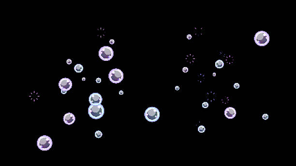 istock Cute 8bit Retro Game Style Purple and Cyan Bubble Illustration on Black Background 2239890748